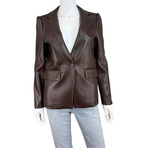 J. Society Brown Vegan Leather Blazer Size S